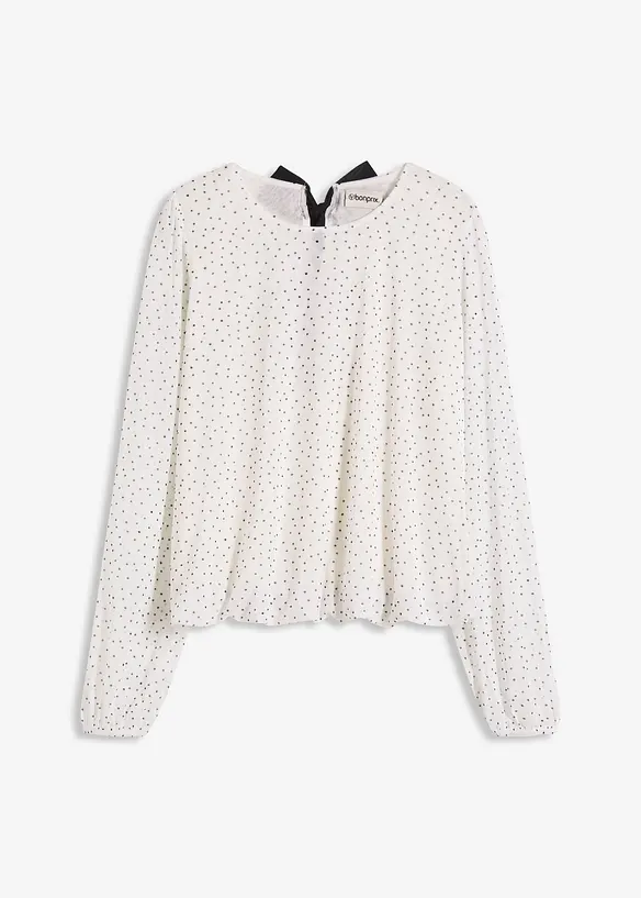 Langarmshirt mit Schleife am Rücken in weiß von vorne - bonprix Langarmshirt mit Schleife am Rücken in weiß von vorne - bonprix