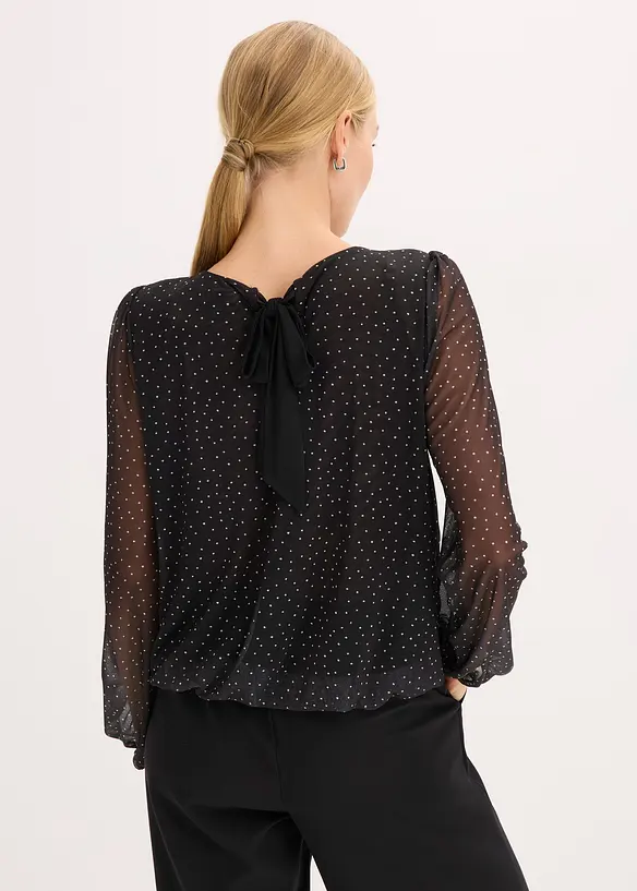 Langarmshirt mit Schleife am Rücken in schwarz von hinten (im Anschnitt) - bonprix Langarmshirt mit Schleife am Rücken in schwarz von hinten (im Anschnitt) - bonprix