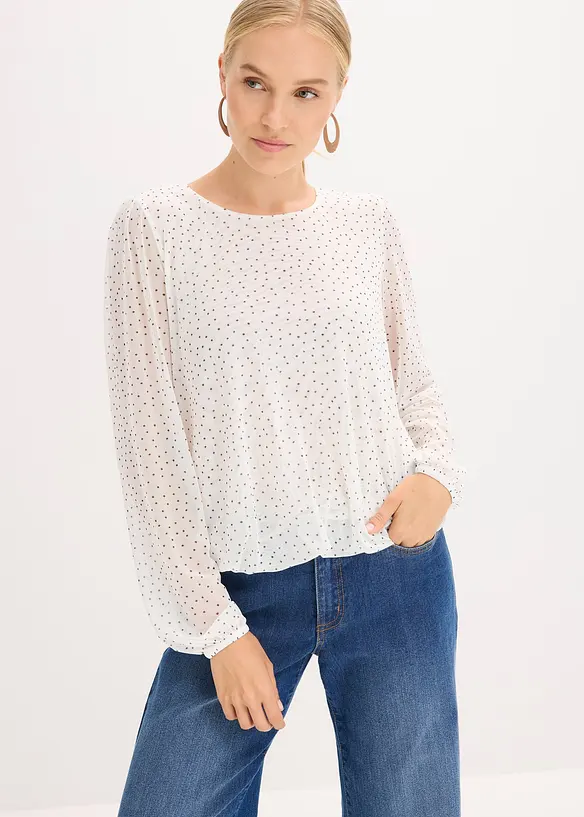 Langarmshirt mit Schleife am Rücken in weiß von vorne (im Anschnitt) - bonprix Langarmshirt mit Schleife am Rücken in weiß von vorne (im Anschnitt) - bonprix