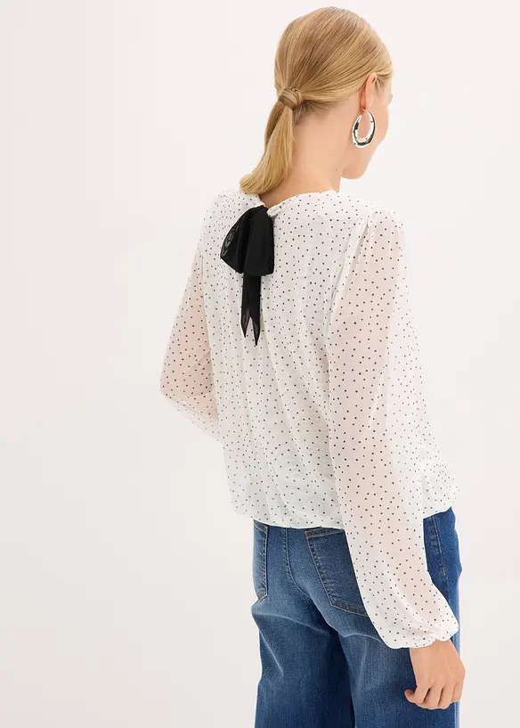 Langarmshirt mit Schleife am Rücken in weiß von hinten (im Anschnitt) - bonprix Langarmshirt mit Schleife am Rücken in weiß von hinten (im Anschnitt) - bonprix