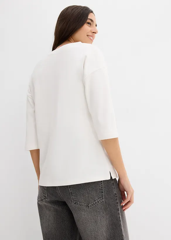 Shirt aus schwerer Baumwolle in weiß von hinten (im Anschnitt) - bonprix Shirt aus schwerer Baumwolle in weiß von hinten (im Anschnitt) - bonprix