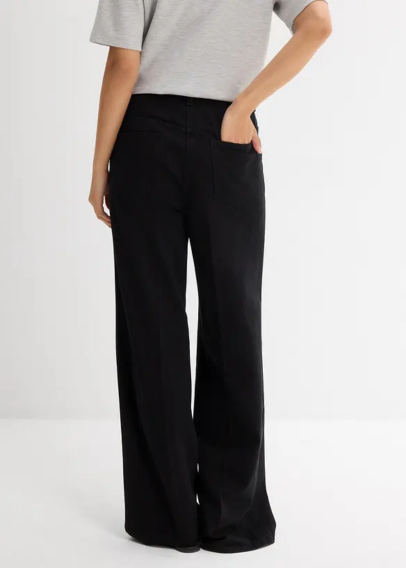 Twillhose mit Bügelfalte aus reiner Baumwolle in schwarz von hinten - bonprix Twillhose mit Bügelfalte aus reiner Baumwolle in schwarz von hinten - bonprix