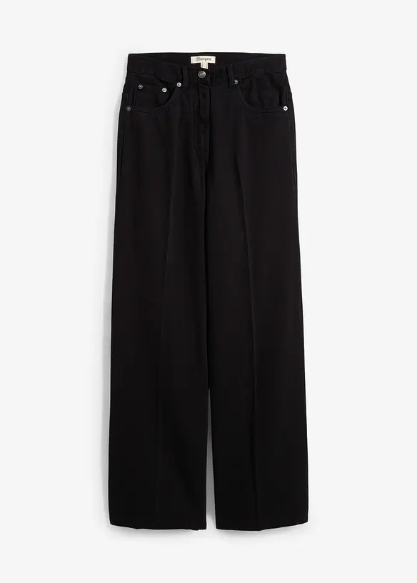 Twillhose mit Bügelfalte aus reiner Baumwolle in schwarz von vorne - bonprix Twillhose mit Bügelfalte aus reiner Baumwolle in schwarz von vorne - bonprix
