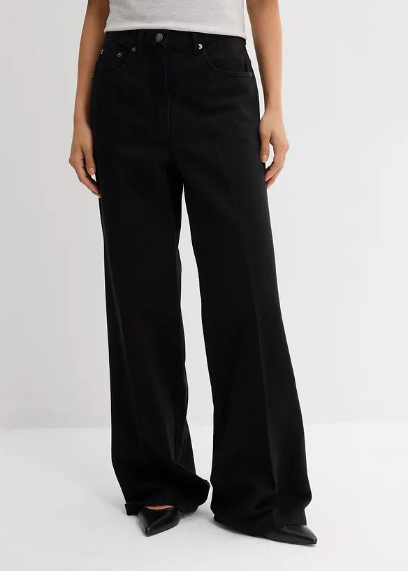 Twillhose mit Bügelfalte aus reiner Baumwolle in schwarz von vorne - bonprix Twillhose mit Bügelfalte aus reiner Baumwolle in schwarz von vorne - bonprix