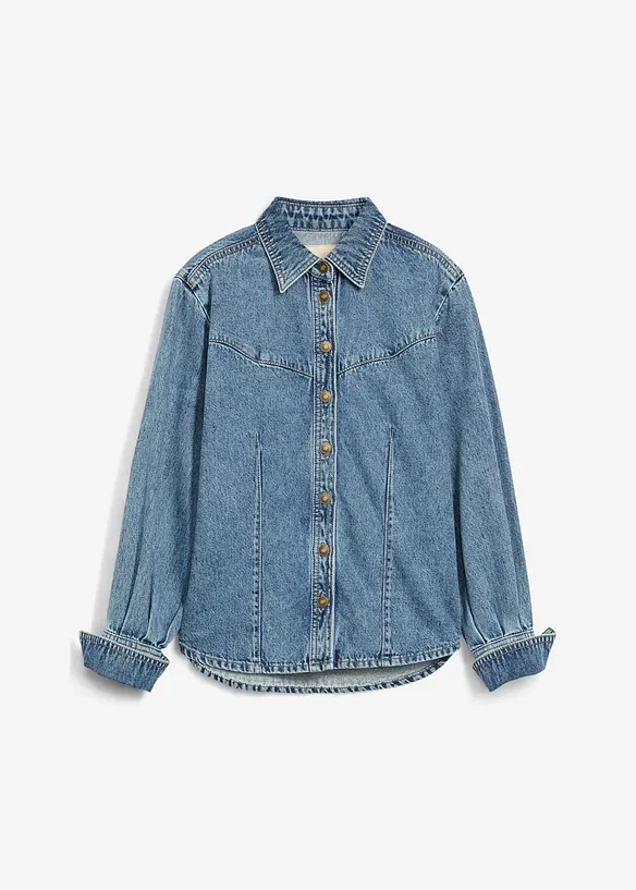 Jeansbluse aus reiner Baumwolle in blau von vorne - bonprix Jeansbluse aus reiner Baumwolle in blau von vorne - bonprix