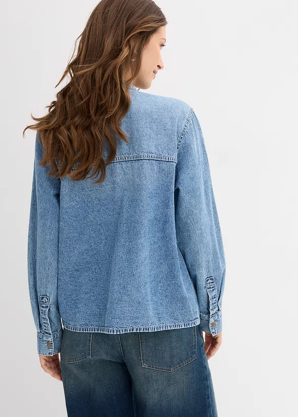 Jeansbluse aus reiner Baumwolle in blau von hinten (im Anschnitt) - bonprix Jeansbluse aus reiner Baumwolle in blau von hinten (im Anschnitt) - bonprix