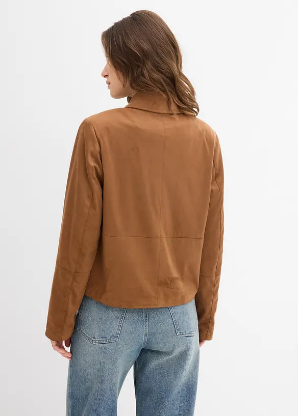 Velourslederimitat-Jacke in braun von hinten (im Anschnitt) - bonprix