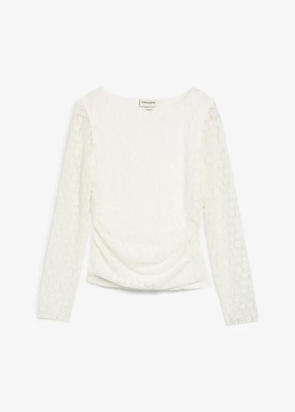 Langarmshirt aus Spitze in weiß von vorne - bonprix Langarmshirt aus Spitze in weiß von vorne - bonprix