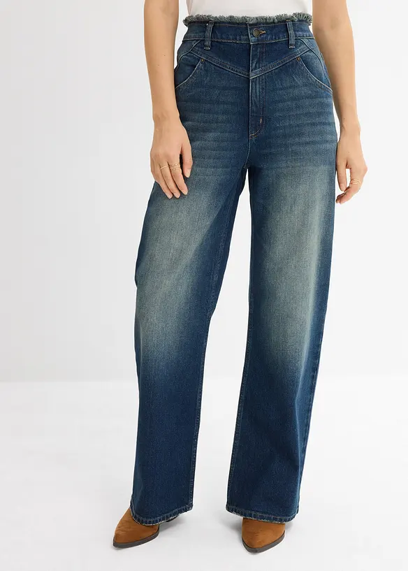 Loose Straight-Jeans High Waist in blau von vorne - bonprix Loose Straight-Jeans High Waist in blau von vorne - bonprix