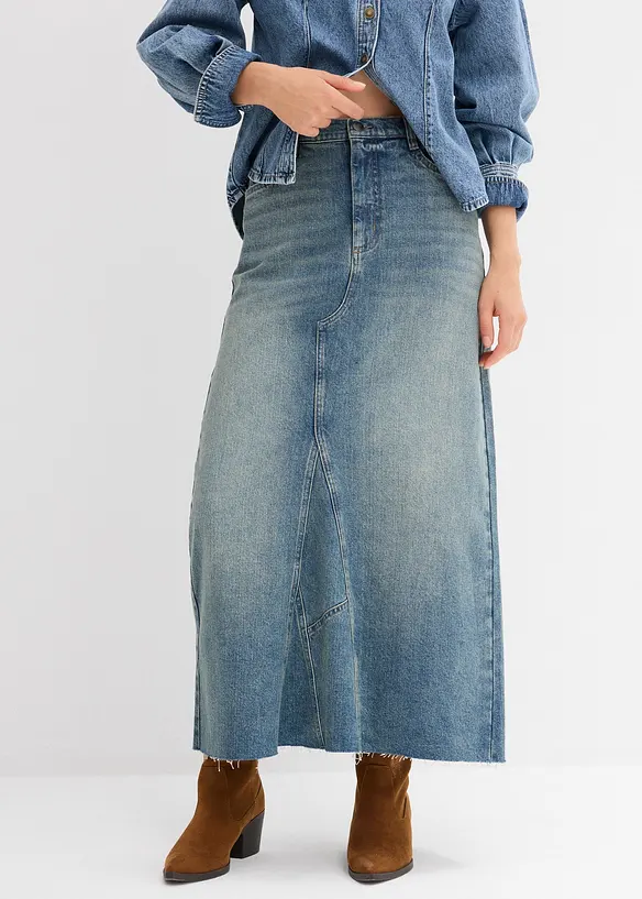 Jeansrock, Mid Waist, Maxi Length in blau von vorne - bonprix Jeansrock, Mid Waist, Maxi Length in blau von vorne - bonprix