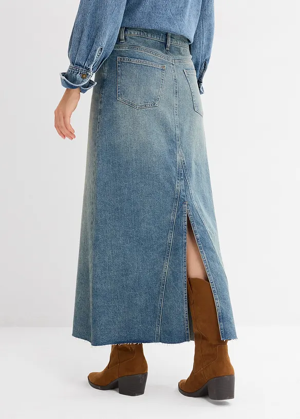 Jeansrock, Mid Waist, Maxi Length in blau von hinten - bonprix Jeansrock, Mid Waist, Maxi Length in blau von hinten - bonprix