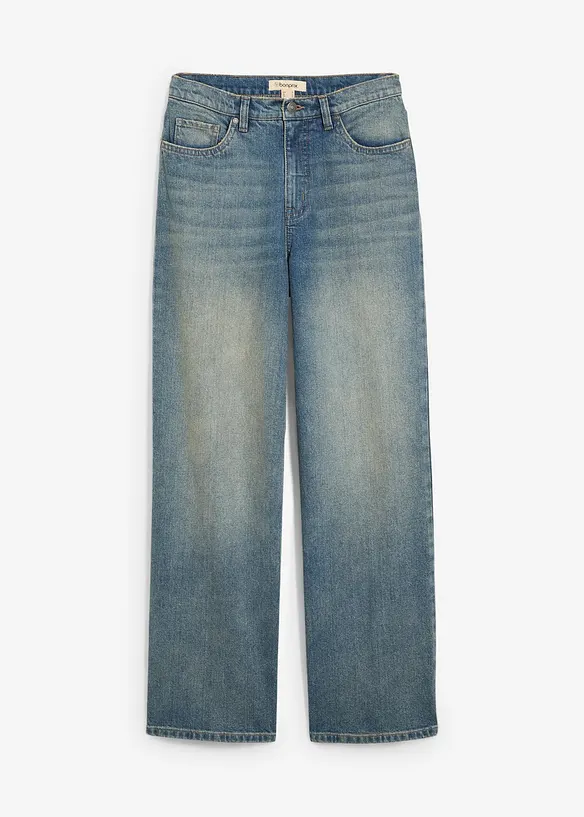 Wide-Leg-Jeans High Waist in blau von vorne - bonprix