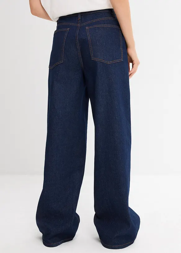 Wide-Leg-Jeans High Waist in blau von hinten - bonprix