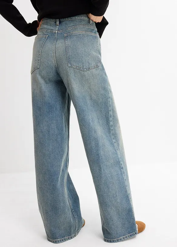 Wide-Leg-Jeans High Waist in blau von hinten - bonprix