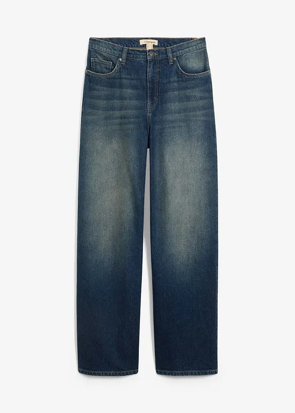 Wide-Leg-Jeans High Waist in blau von vorne - bonprix