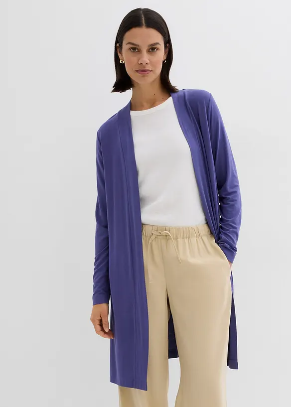 Shirtjacke aus softem Viskose-Mix in blau von vorne (im Anschnitt) - bonprix Shirtjacke aus softem Viskose-Mix in blau von vorne (im Anschnitt) - bonprix
