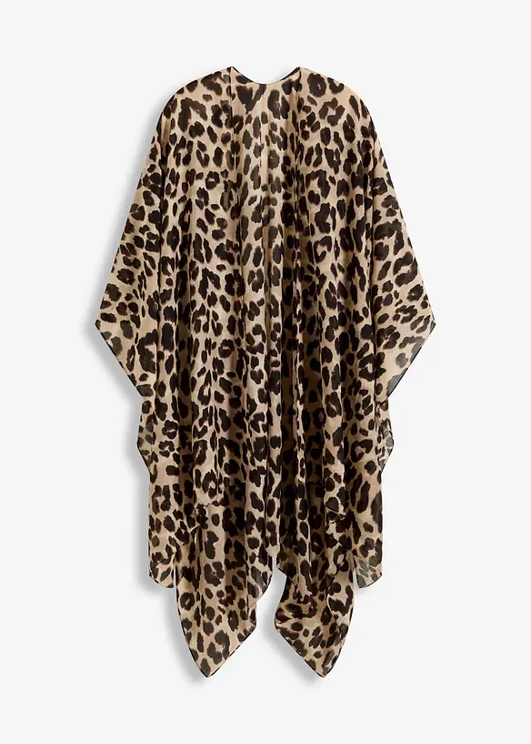 Poncho im Leolook in schwarz von vorne - bonprix