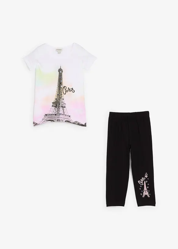 Shirt + 3/4 Leggings aus Bio-Baumwolle (2-tlg) in weiß - bonprix