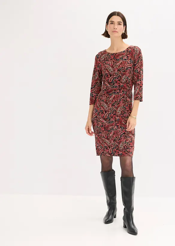 Shirtkleid mit Paisley-Druck in schwarz von vorne (Totalaufnahme) - bonprix Shirtkleid mit Paisley-Druck in schwarz von vorne (Totalaufnahme) - bonprix