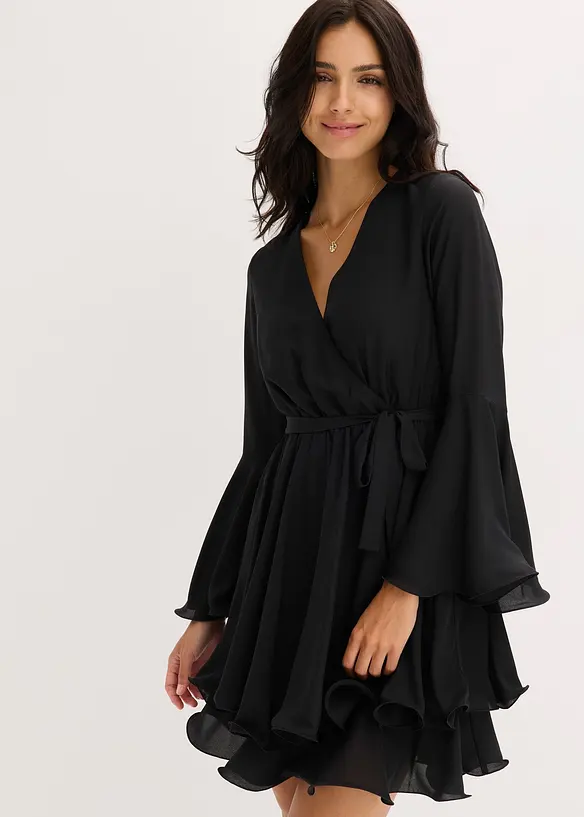 Tunika-Kleid mit V-Ausschnitt in schwarz von vorne (Totalaufnahme) - bonprix Tunika-Kleid mit V-Ausschnitt in schwarz von vorne (Totalaufnahme) - bonprix