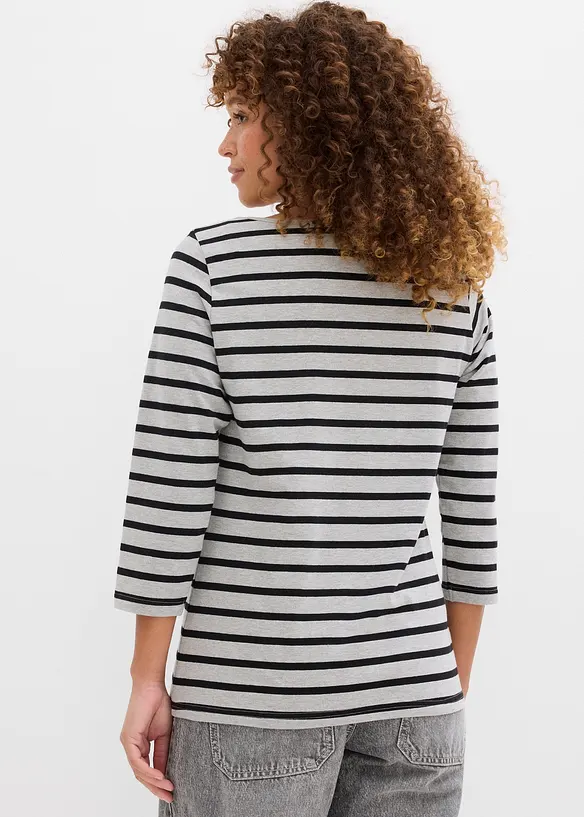 Langarmshirt mit reiner Bio-Baumwolle in grau von hinten (im Anschnitt) - bonprix