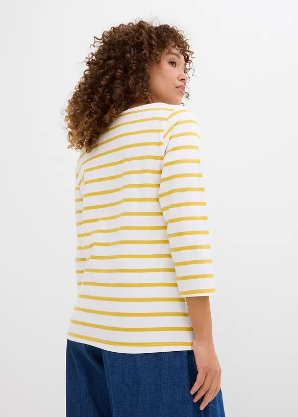 Langarmshirt mit reiner Bio-Baumwolle in weiß von hinten (im Anschnitt) - bonprix