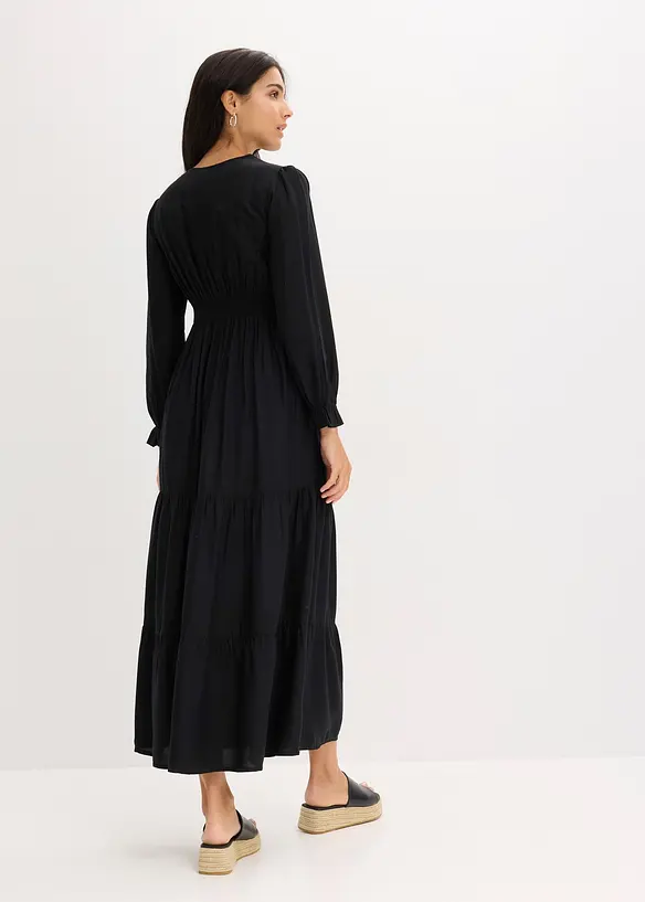 Maxikleid aus reiner Viskose in schwarz von hinten (Totalaufnahme) - bonprix Maxikleid aus reiner Viskose in schwarz von hinten (Totalaufnahme) - bonprix