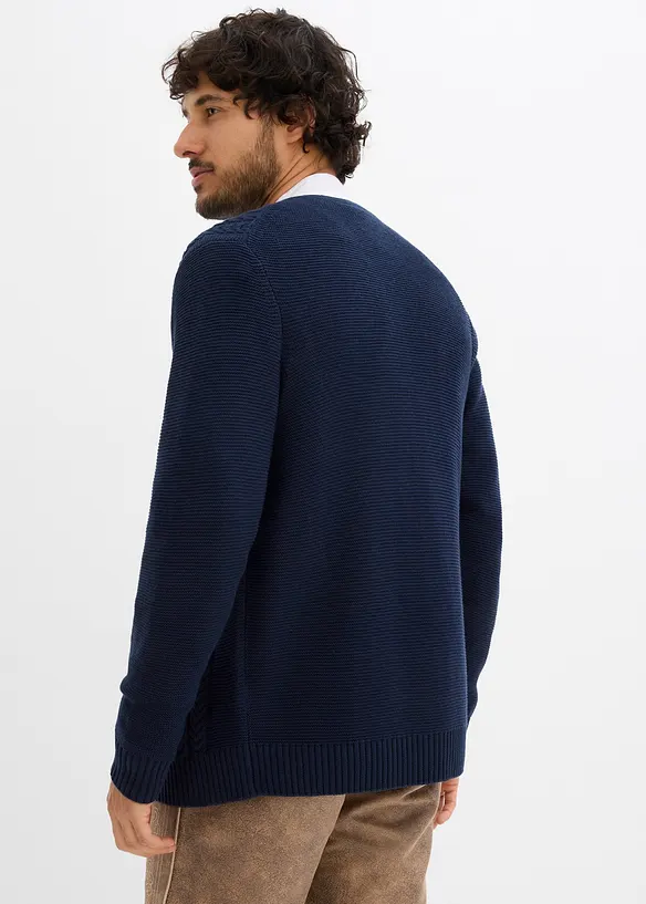 Trachten-Strickjacke in Regular Fit in blau von hinten (im Anschnitt) - bonprix