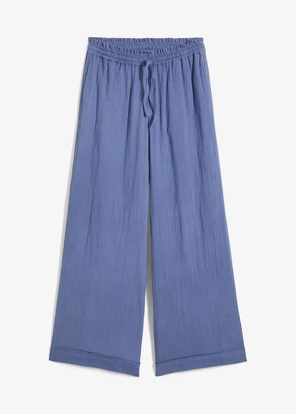 Schlupfhose aus luftigem Musselin in blau von vorne - bonprix