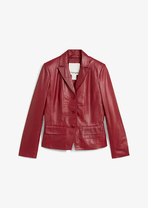Kurzblazer aus Lammnappa in rot von vorne - bonprix Kurzblazer aus Lammnappa in rot von vorne - bonprix