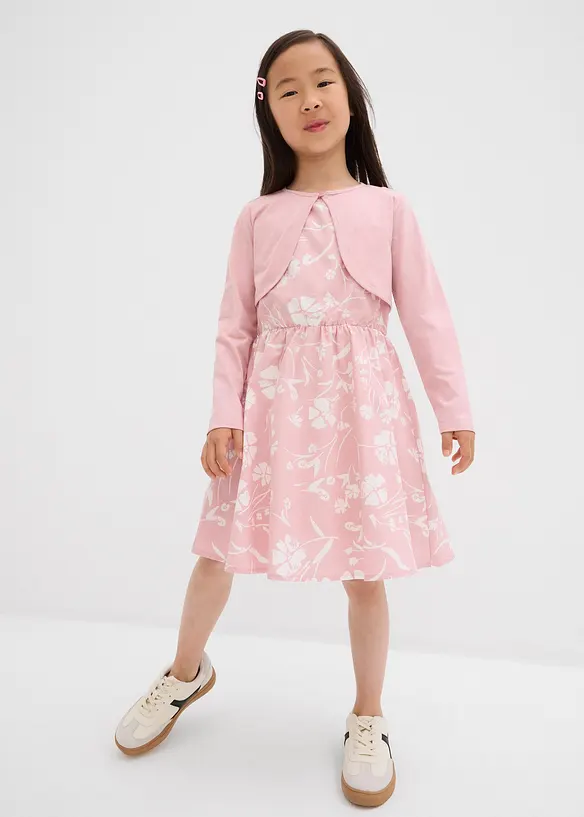Kleid und Bolero aus reiner Baumwolle (2-tlg.Set) in rosa von vorne (Totalaufnahme) - bonprix