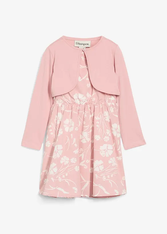 Kleid und Bolero aus reiner Baumwolle (2-tlg.Set) in rosa von vorne - bonprix