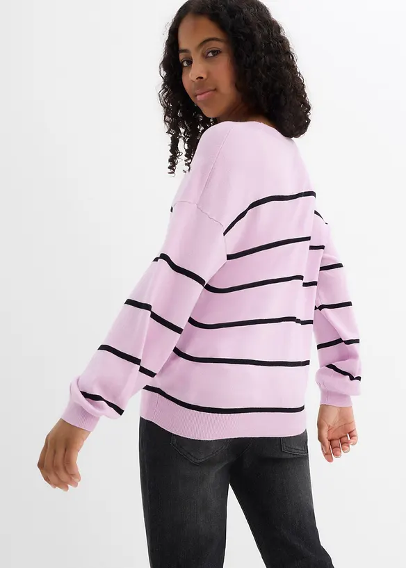 Feinstrickpullover aus softem Viskose-Mix in lila von hinten (im Anschnitt) - bonprix