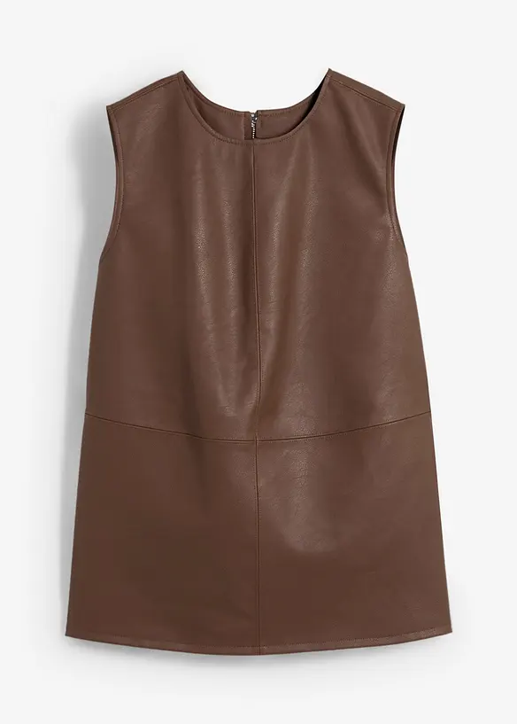 Lederimitat-Top in braun von vorne - bonprix