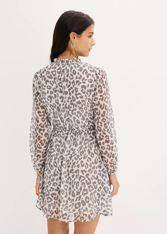 Chiffonkleid mit Puffärmeln in weiß von hinten (Totalaufnahme) - bonprix Chiffonkleid mit Puffärmeln in weiß von hinten (Totalaufnahme) - bonprix