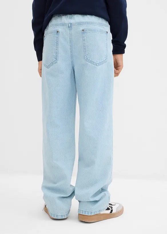 Loose Fit Schlupfjeans mit Bequembund, Straight in blau von hinten - bonprix