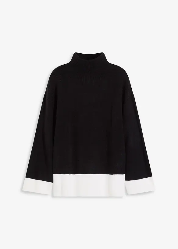 Oversize Pullover mit Stehkragen in schwarz von vorne - bonprix Oversize Pullover mit Stehkragen in schwarz von vorne - bonprix