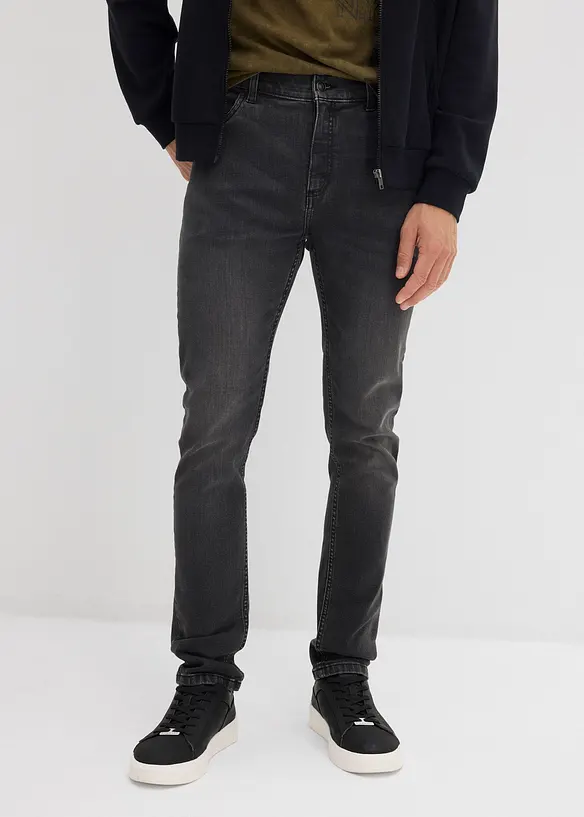 Slim-Fit-Jeans, Straight in schwarz von vorne - bonprix