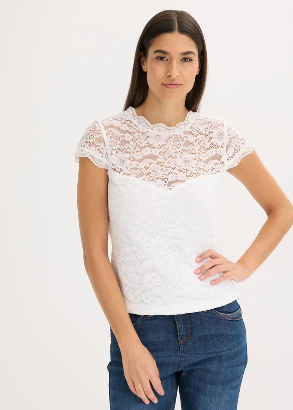 Dirndlbluse in weiß von vorne (im Anschnitt) - bonprix Dirndlbluse in weiß von vorne (im Anschnitt) - bonprix