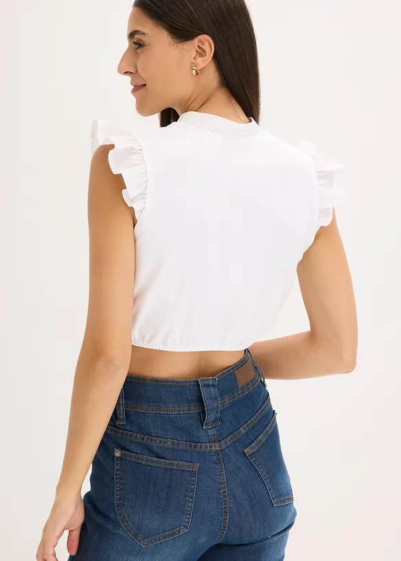 Dirndlbluse mit Stehkragen und Rüschen-Ärmel in weiß von hinten (im Anschnitt) - bonprix Dirndlbluse mit Stehkragen und Rüschen-Ärmel in weiß von hinten (im Anschnitt) - bonprix