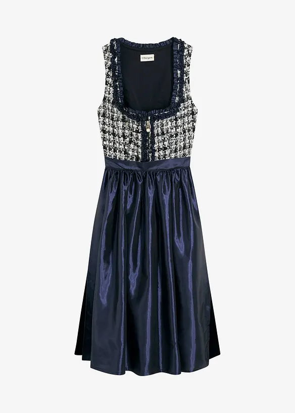 Dirndl und Schürze (2-tlg.Set) in blau von vorne - bonprix
