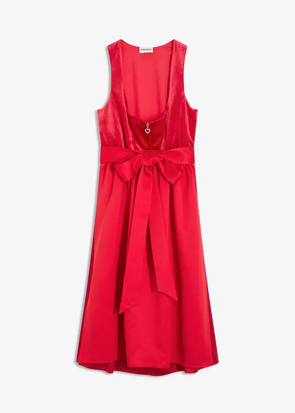 Dirndl mit Samt in Midilänge (2-tlg.Set) in rot von vorne - bonprix