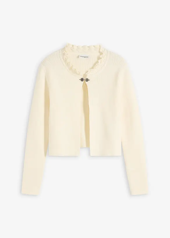 Trachten-Strickjacke in weiß von vorne - bonprix