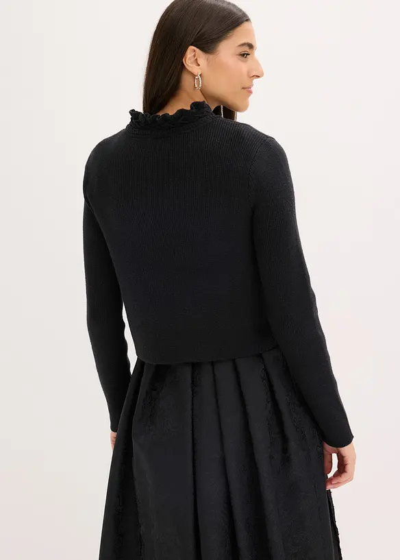 Trachten-Strickjacke in schwarz von hinten (im Anschnitt) - bonprix