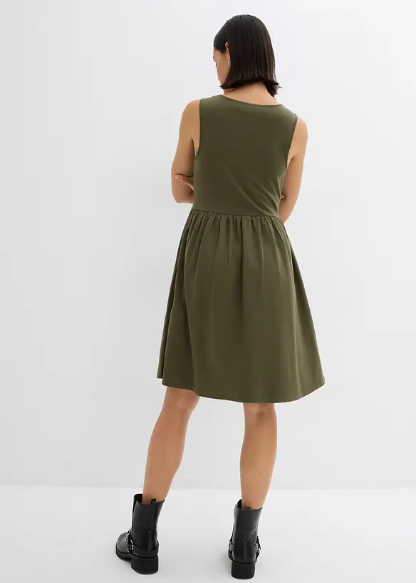 Shirtkleid mit Taschen aus reiner Baumwolle in grün von hinten (Totalaufnahme) - bonprix Shirtkleid mit Taschen aus reiner Baumwolle in grün von hinten (Totalaufnahme) - bonprix