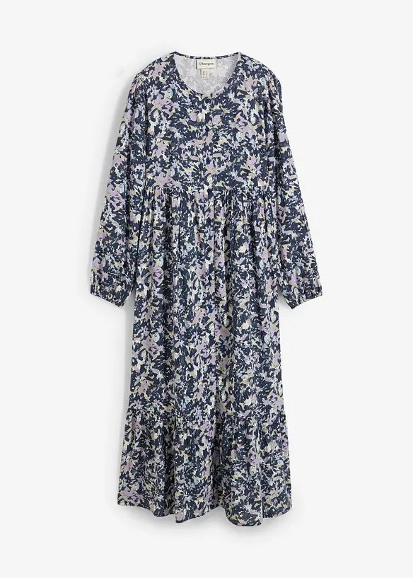 Blusenkleid aus fließender Viskose in blau von vorne - bonprix