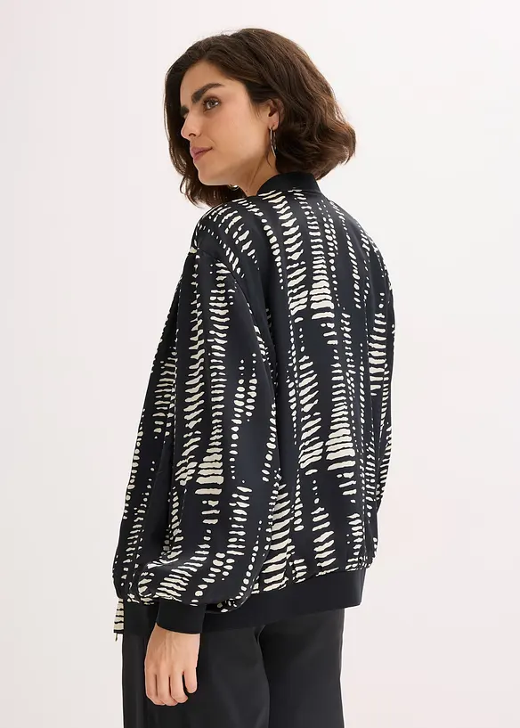 Blouson aus fließendem Satin in schwarz von hinten (im Anschnitt) - bonprix