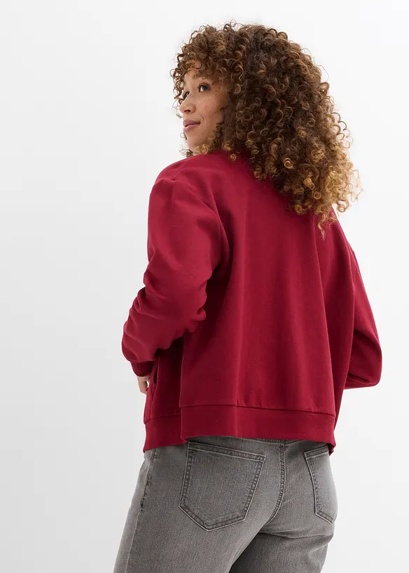 Sweatjacke aus reiner Bio-Baumwolle in rot von hinten (im Anschnitt) - bonprix