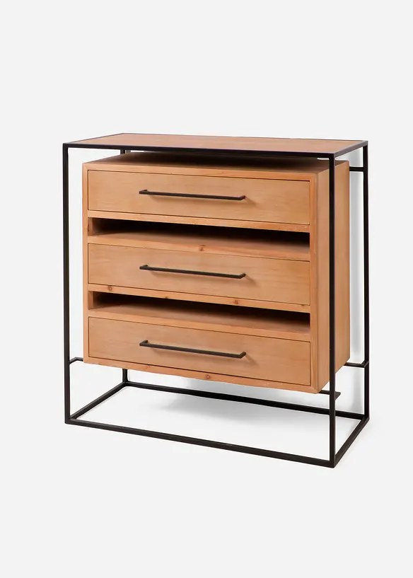 Kommode mit 3 Schubladen in beige von vorne - bonprix
