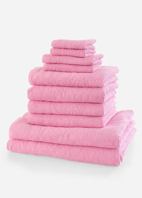 Baumwoll-Handtuch Set (10-tlg. Set) in pink - bonprix